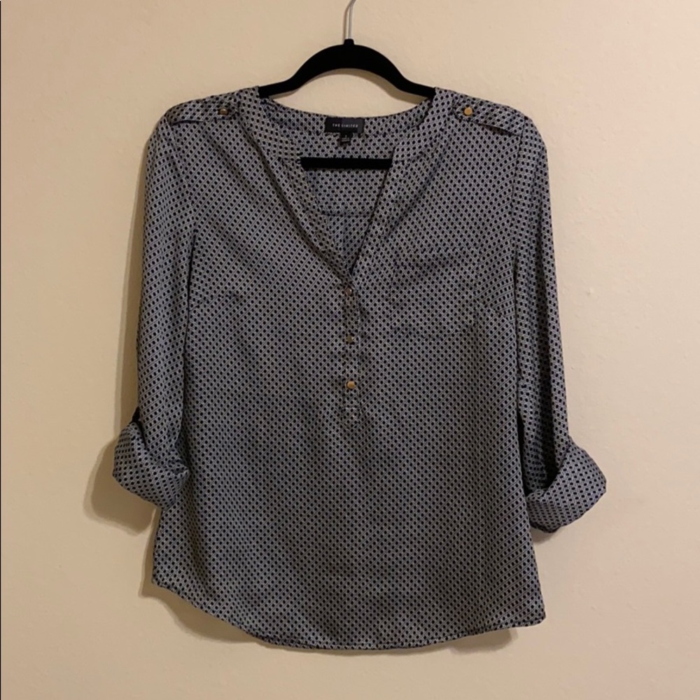 Navy & White The Limited Top Size Small EUC